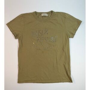 Maison Kitsune Paris France Graphic T-Shirt Olive Green Mens Size M